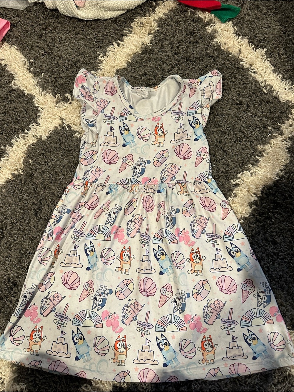 Girls' Bluey Themed Pink & Blue Summer Dress